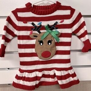 Good Lad Christmas red and white reindeer dress size 12 months